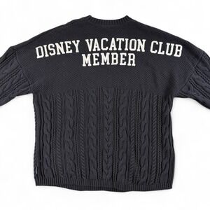 Disney Vacation Club Sweater Mens XL Black Cable Knit Spirit Jersey Pullover